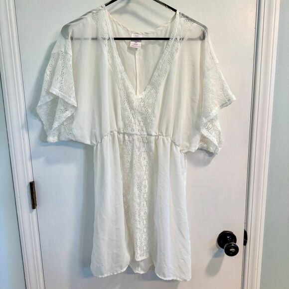 Xhilaration Ivory Lace-Trimmed V-Neck Swim Cover - Picture 1 of 4